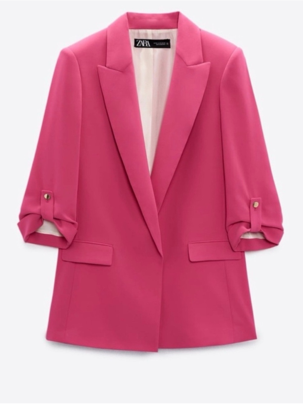 ZARA Fuchsia Long Blazer Jacket